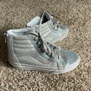 Shimmery silver girls Vans size 1.5